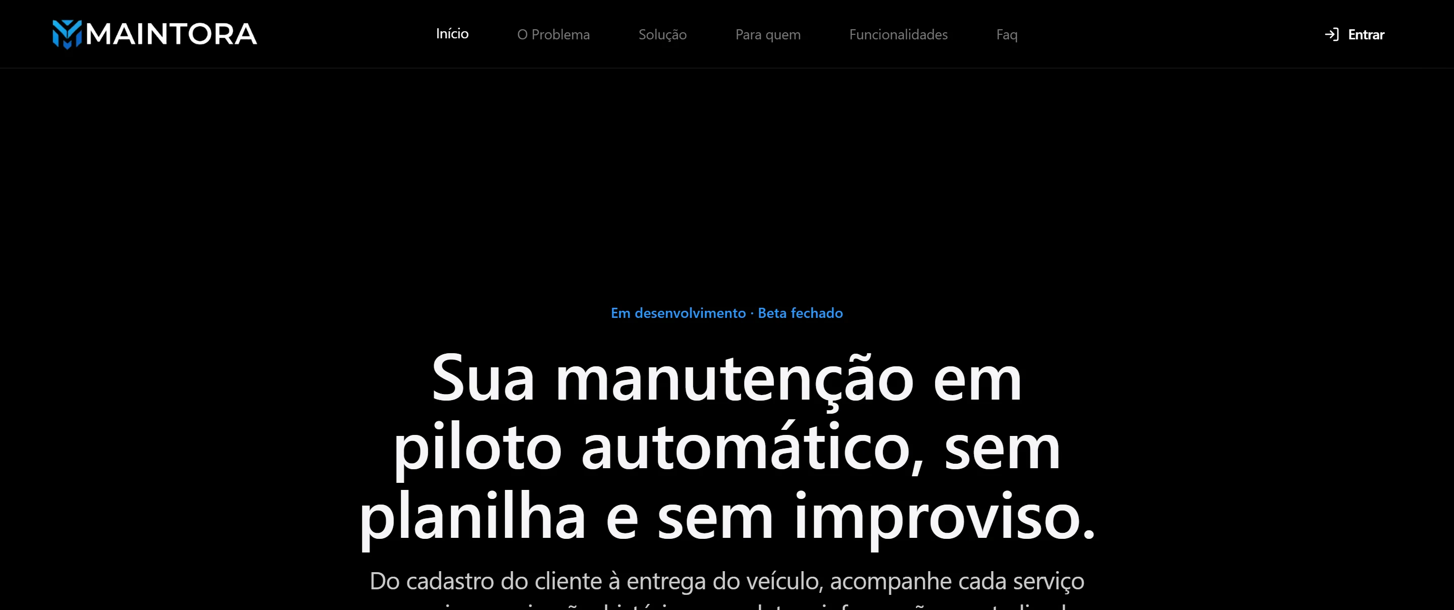 Tela inicial do site do Maintora